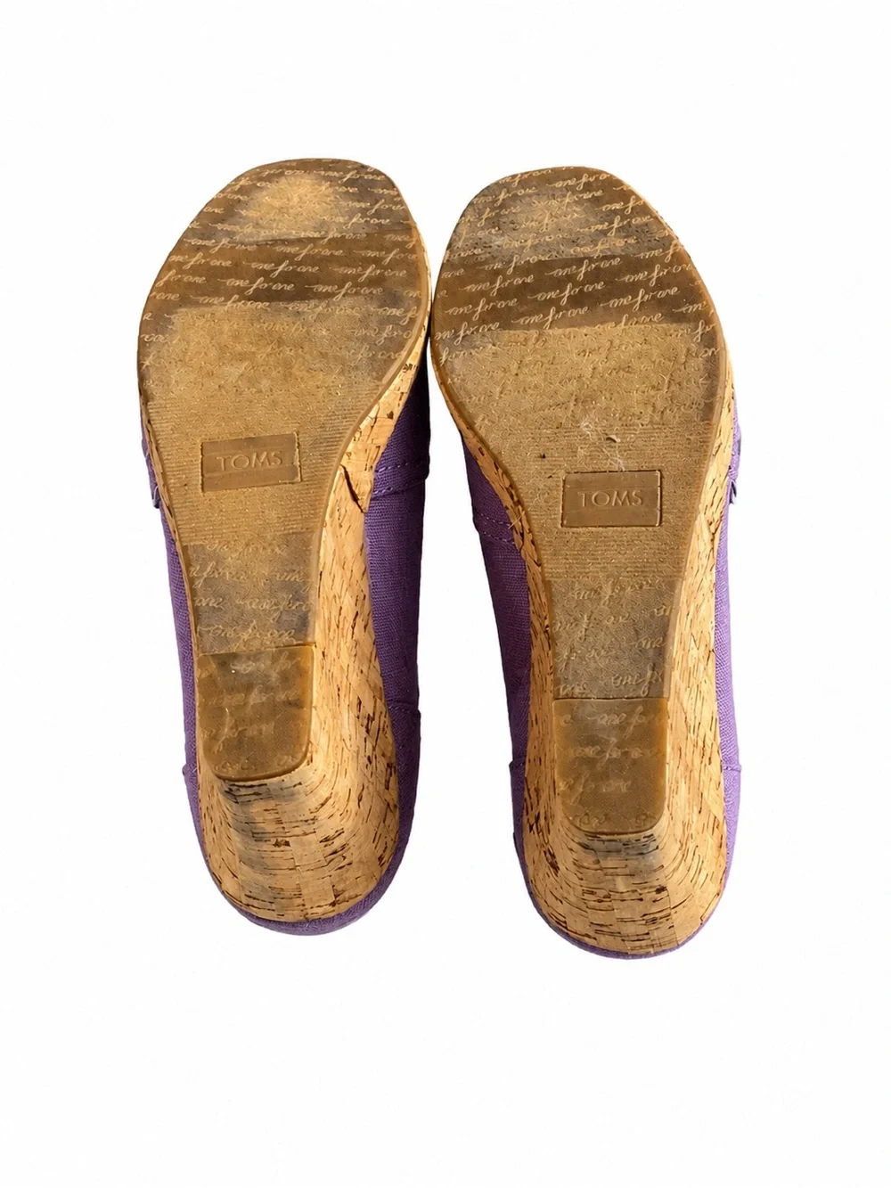 Toms Lilac Canvas Peep-Toe Cork Wedges